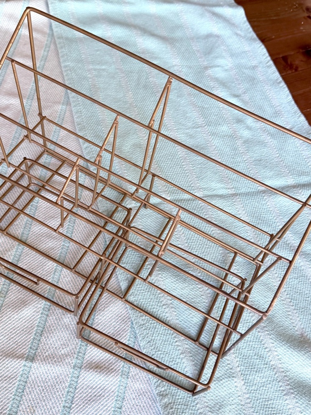 Hand Crafted Rose Gold Wire Makeup Organizer